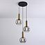 Lampe suspendue Imme avec verre fumé, 3-lumières - or