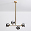 Suspension Asun 4 lumières en verre fumé à effet miroir - doré