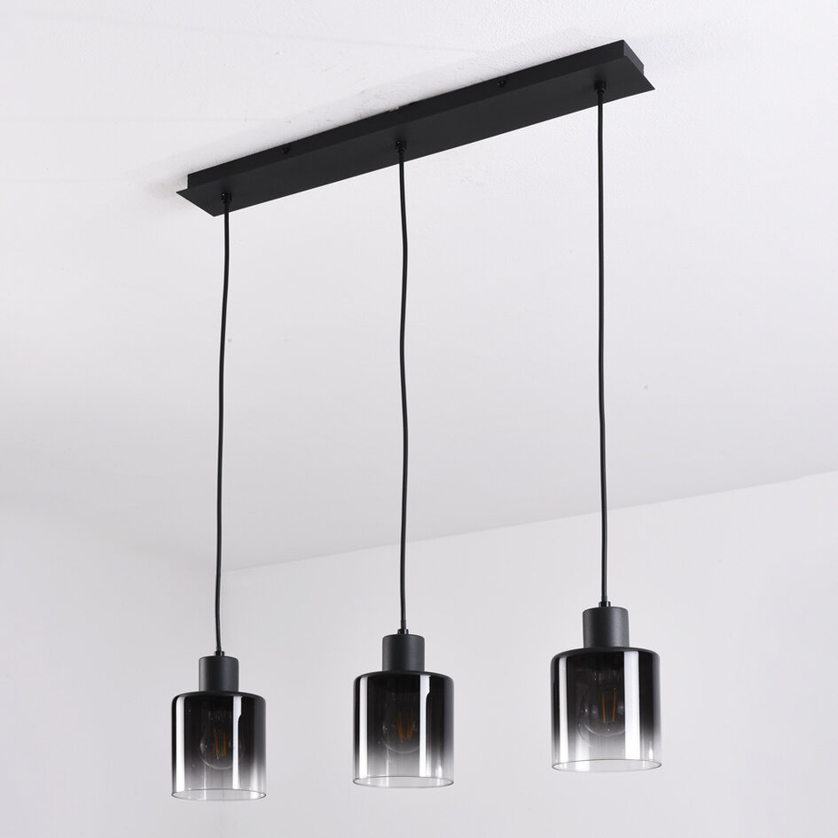 Suspension en verre fumé Lyra avec dégradé, 3 lumières