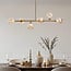Suspension Aster 6 lumières - doré avec globes en verre ambré