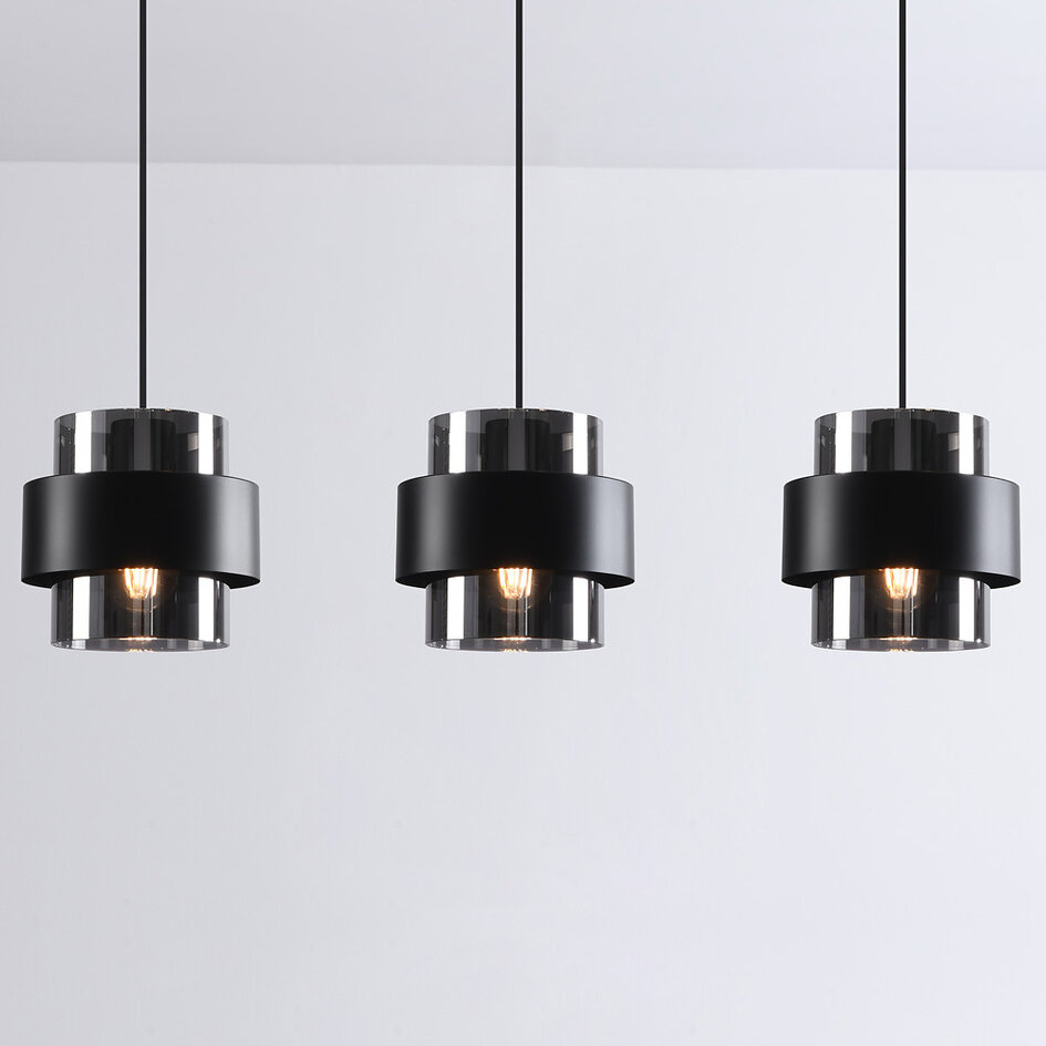 Lampe suspendue moderne avec verre fumé - Faey