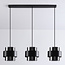 Suspension Faey 3 lumières en verre fumé - noir allongé