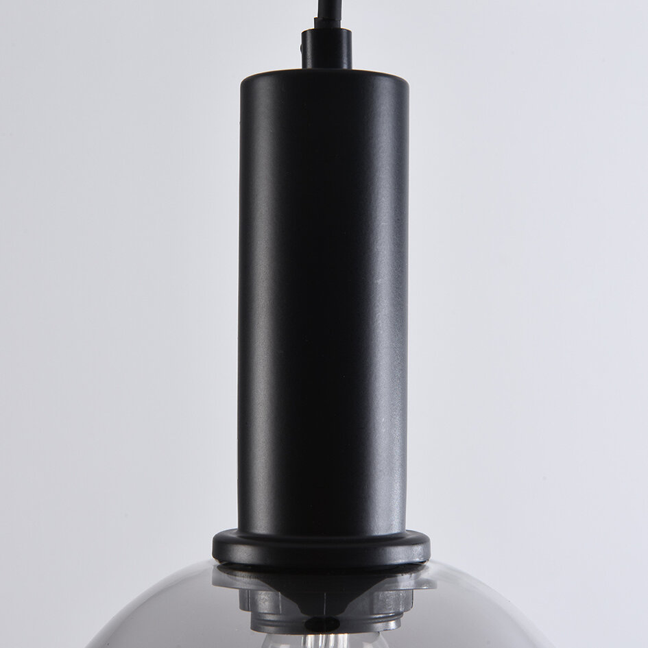 Lampe suspendue Inara avec verre fumé, 1 lumière - noir