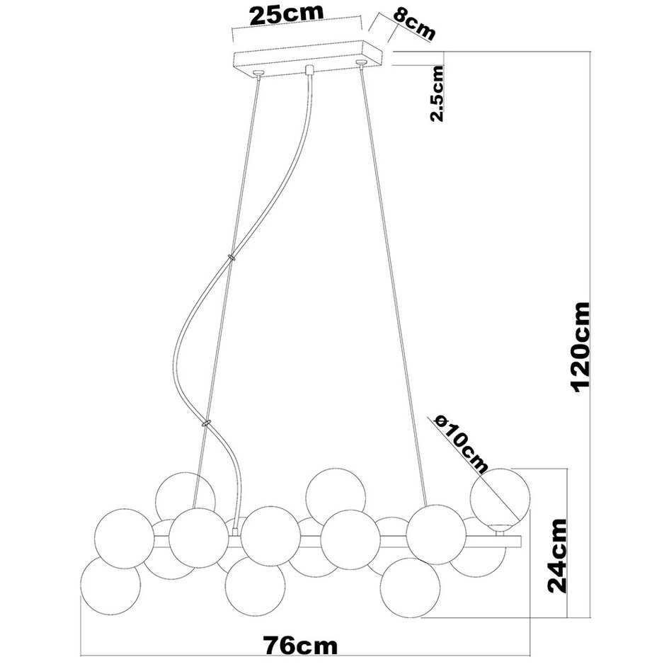 2ème chance : Lampe suspendue de luxe 16 lumières en verre ambré - Sunita
