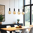 Lampe suspendue noire à 4 lumières avec verre ambré - Anglia