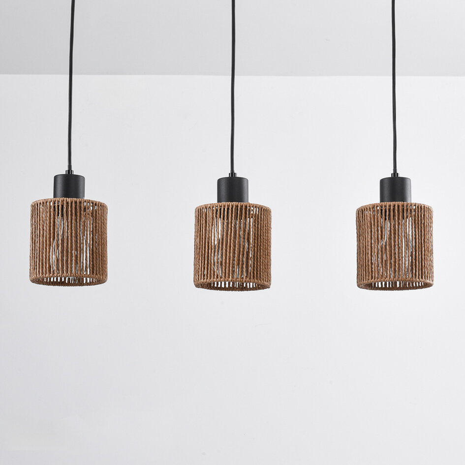 Suspension en corde tressée, 3 lumières - Carrizo