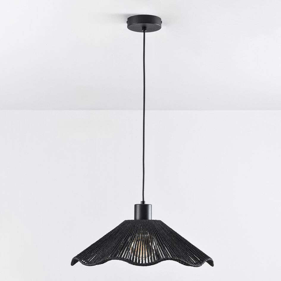 Lampe suspendue noire avec corde tressée - Artigo