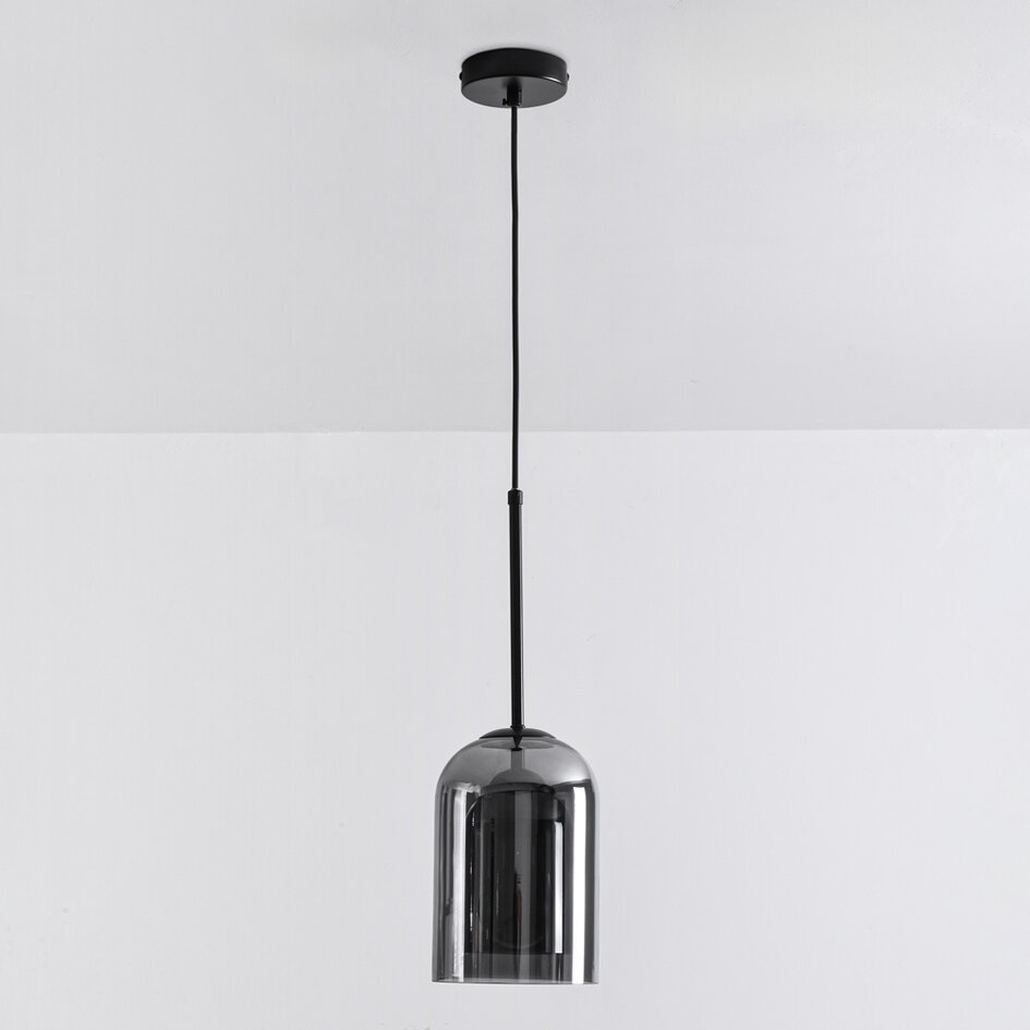 Lampe suspendue Topel en forme de cloche - verre fumé