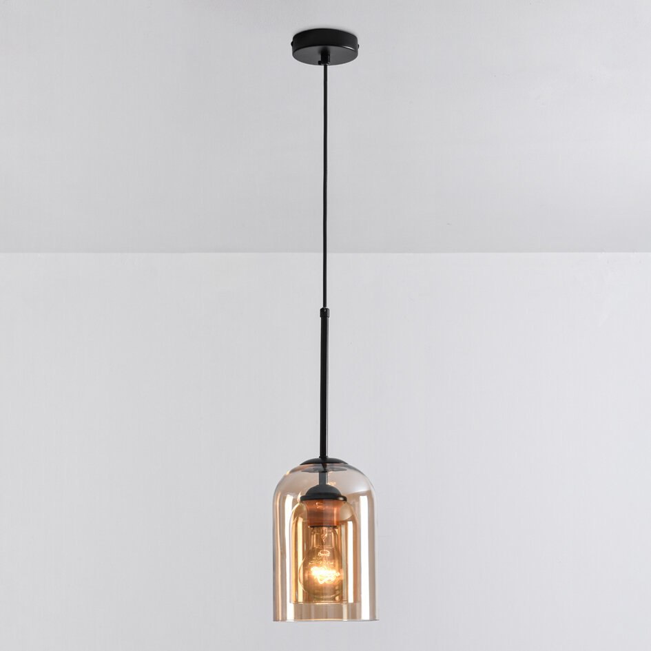 Lampe suspendue Topel en forme de cloche - verre ambré