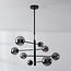 Plafonnier Oito noir avec verre fumé, 8 lumières