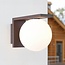 Applique murale extérieure Luna - brune avec globe blanc laiteux