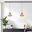 Suspension Nill pour rail monophasé, verre ambré large et bois foncé