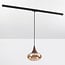 Suspension Nill pour rail monophasé, verre ambré large et bois foncé