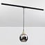 Suspension Nya pour rail monophasé, verre fumé rond à effet miroir, doré