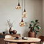 Lampe suspendue en verre ambré et aspect bois foncé, 3 lumières - Loua
