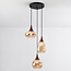 Lampe suspendue en verre ambré et aspect bois foncé, 3 lumières - Loua