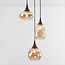 Lampe suspendue en verre ambré et aspect bois foncé, 3 lumières - Loua