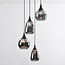 Lampe suspendue Loua noir avec verre fumé, 4 lumières