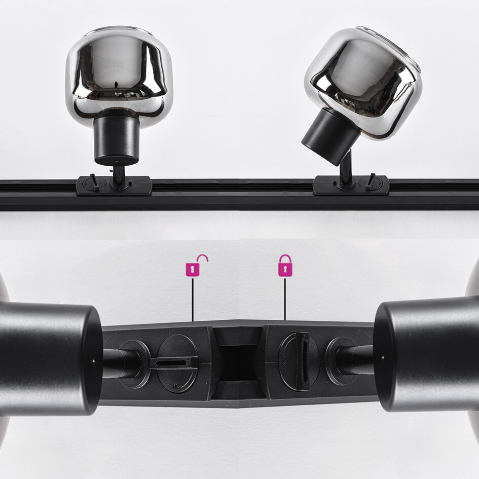 Spot sur rail monophasé Juna - verre fumé