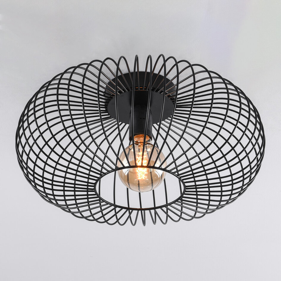 Plafonnier en métal noir, 1 lumière - Métal