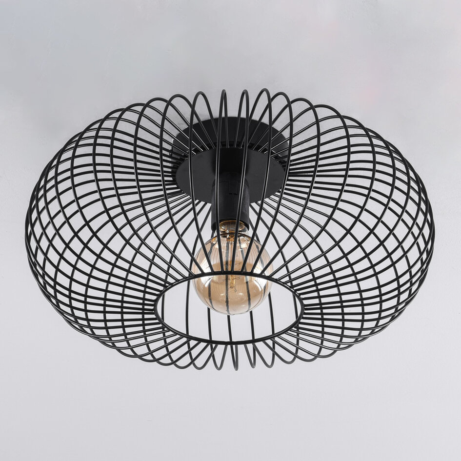 Plafonnier en métal noir, 1 lumière - Métal