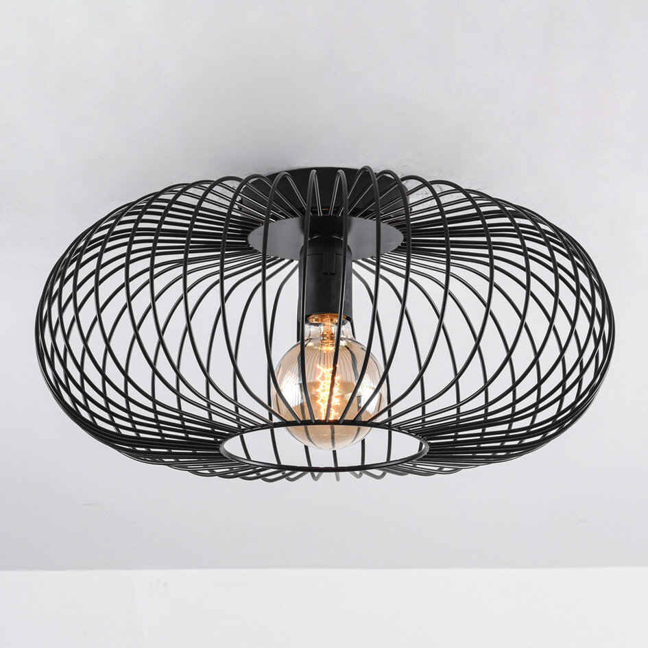 Plafonnier en métal noir, 1 lumière - Métal