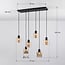 Suspension 6 lumières Palaio - noir et verre ambré