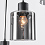 Lampe suspendue noire Palaio avec verre fumé, 6 lumières