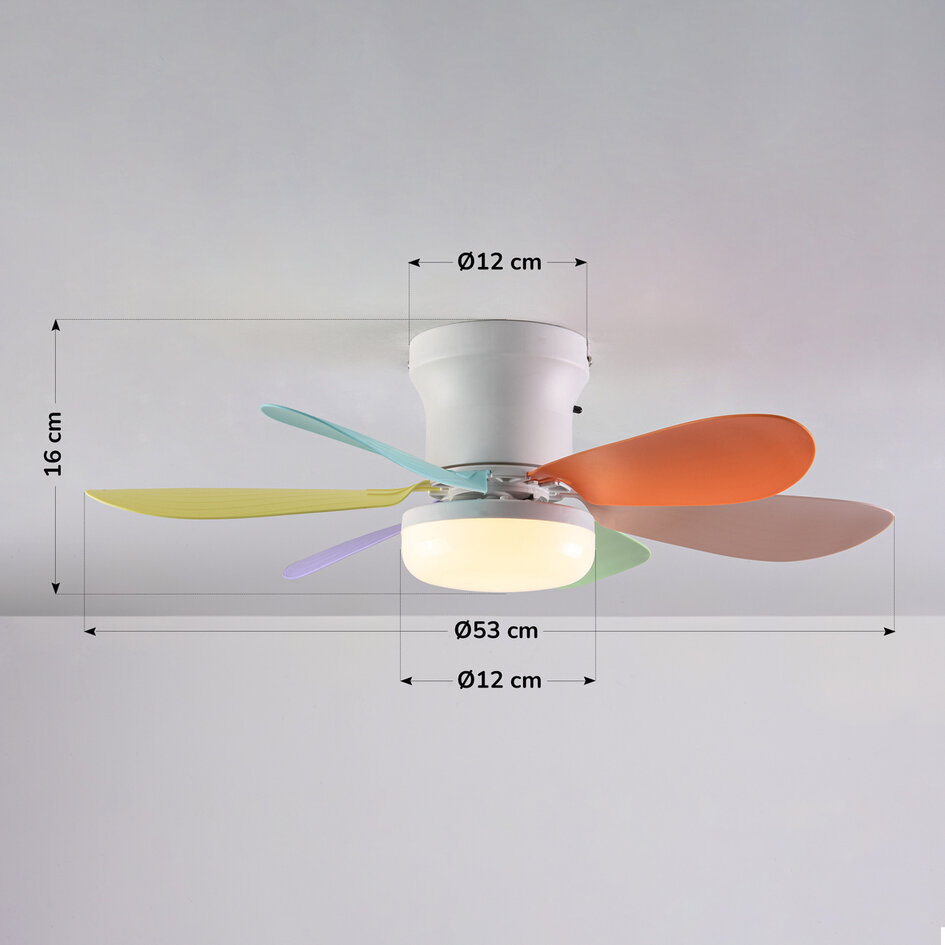 Ventilateur de plafond coloré Swift avec lampe et télécommande