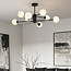 Plafonnier design noir mat avec sphères en marbre, 8 lumières - Idaho