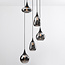 Lampe suspendue noire Loua avec verre fumé, 5 lumières