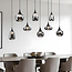 Lampe suspendue noire avec verre fumé, 8 lumières - Loic