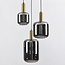 Suspension 3 lumières Pendu - noir, doré et verre fumé