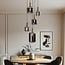 Suspension 5 lumières Cinque - noir, doré et verre fumé