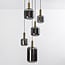 Suspension 5 lumières Cinque - noir, doré et verre fumé