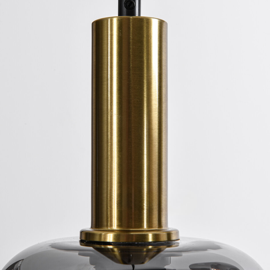 Lampe suspendue moderne noire avec or et verre fumé, 6 lumières - Sei