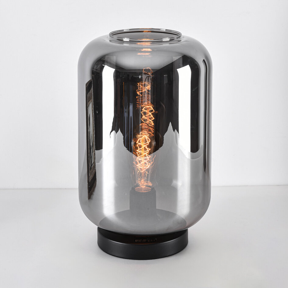 Lampe de table moderne en verre noir avec verre fumé - Solo