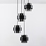 Lampe suspendue moderne noire avec verre fumé, 4 lumières - Fynna