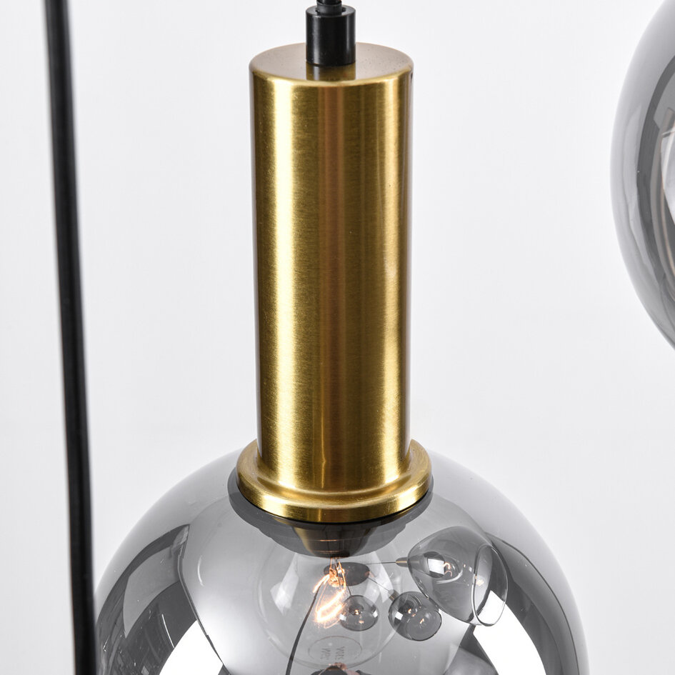 Lampe suspendue design Imme or avec verre fumé, 5 lumières