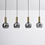 Lampe suspendue Imke noir avec détails dorés et verre fumé, 4 lumières