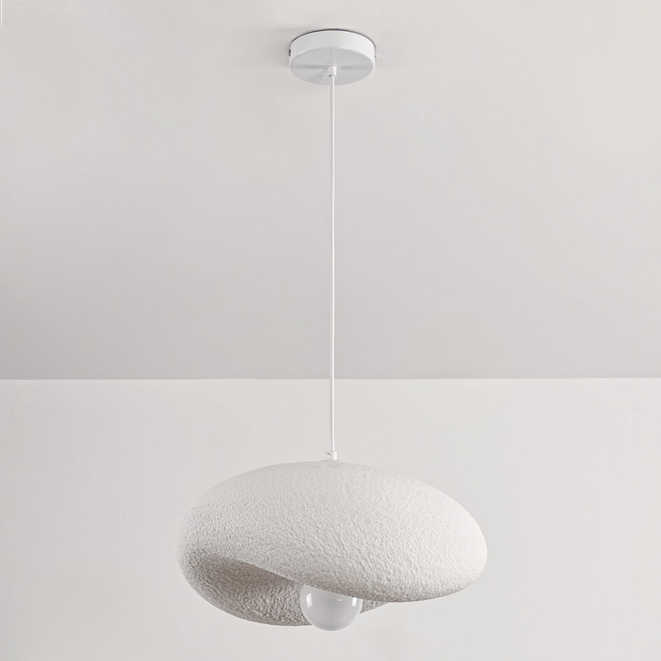 Lampe suspendue Wabi Sabi Kawa avec effet pierre blanche - 40 x 36 cm