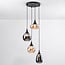Suspension 4 lumières Loïs - noir, verre ambré et fumé