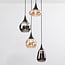 Suspension 4 lumières Loïs - noir, verre ambré et fumé
