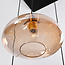 Lampe suspendue 7 lumières noire avec verre ambré - Trinidad