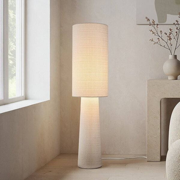 Lampadaire moderne Lumo de style japonais blanc - tissu
