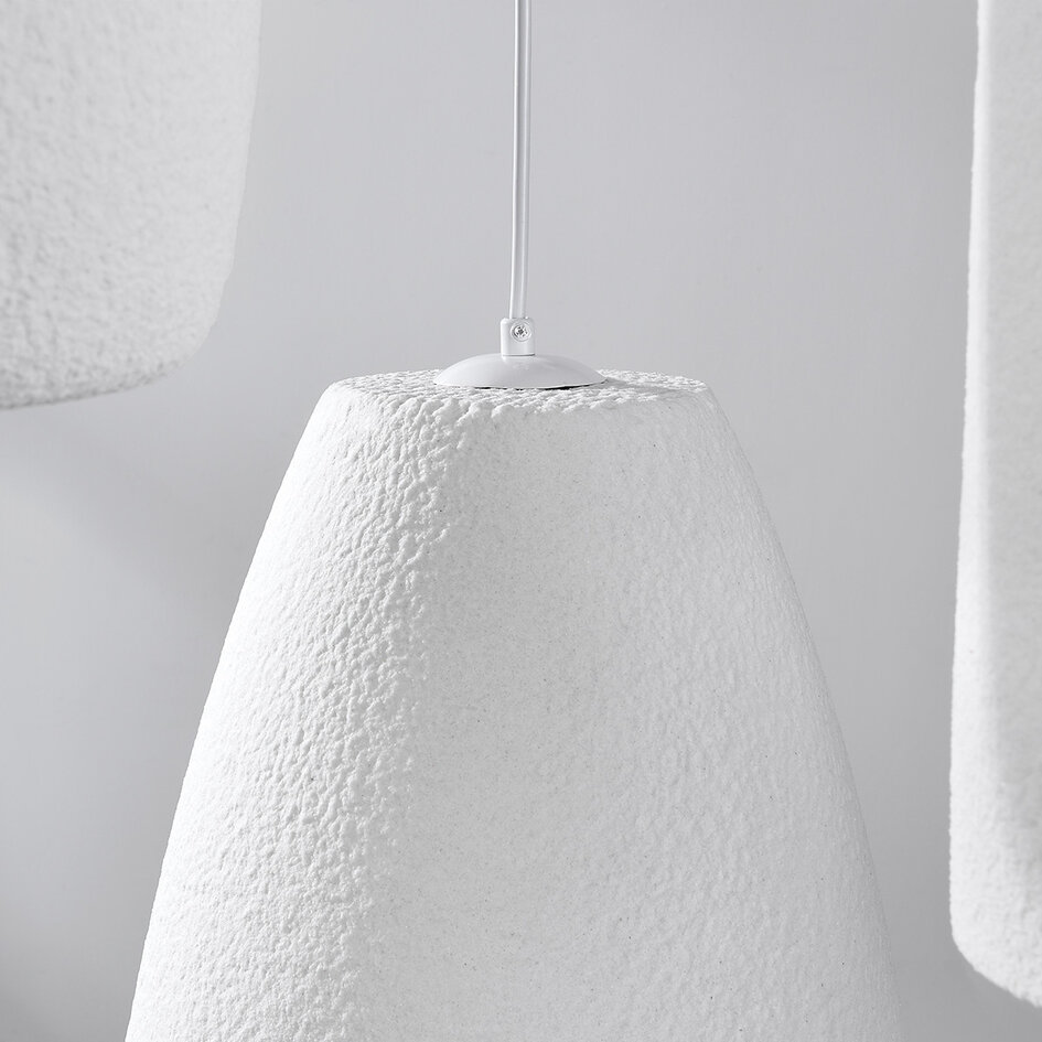 Lampe suspendue moderne Wabi Sabi à 3 lumières avec effet pierre blanc - Kage