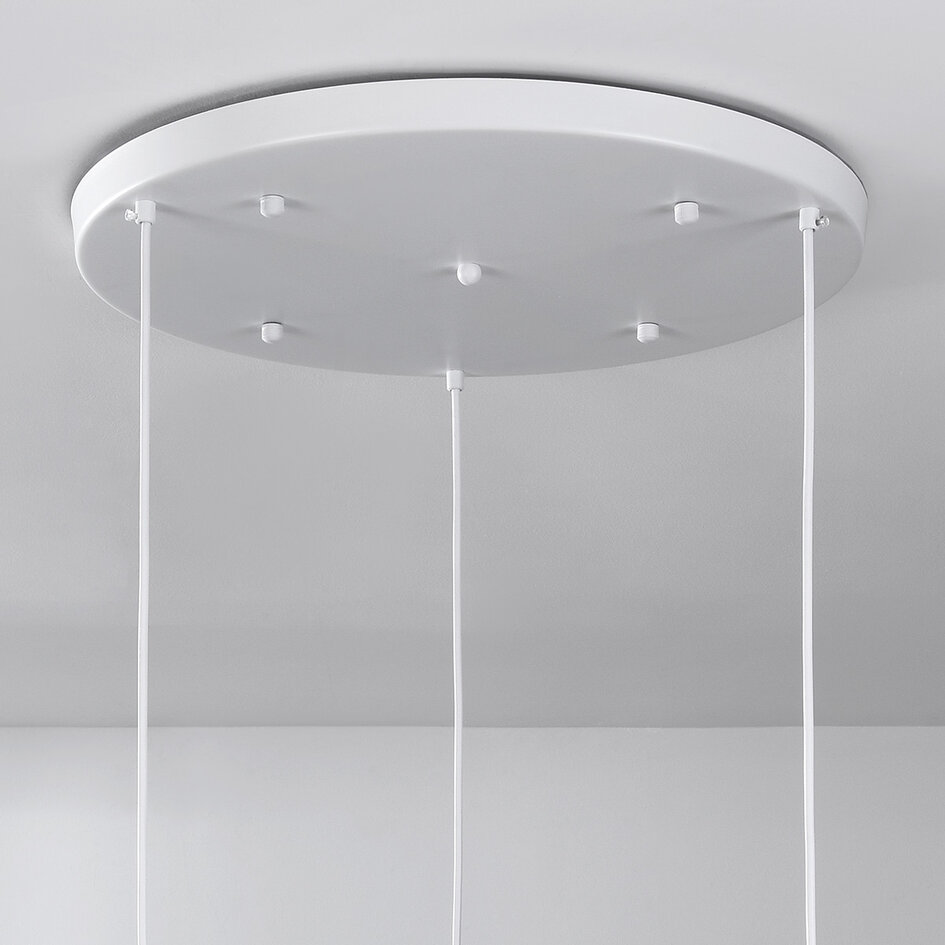 Lampe suspendue Wabi Sabi Ishi à 3 lumières avec motif en pierre blanche - 3 x 40 cm