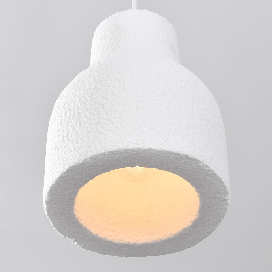 Lampe suspendue minimaliste Haru Ø18 cm dans le style Wabi Sabi - motif en pierre blanche
