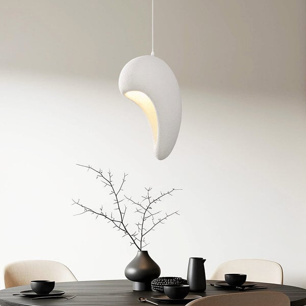 Suspension Wabi Sabi Hana avec effet pierre blanche - Ø28 x 50 cm