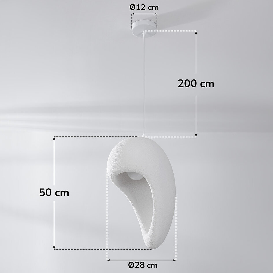 Lampe suspendue Wabi Sabi Hana avec effet pierre blanche - Ø28 x 50 cm